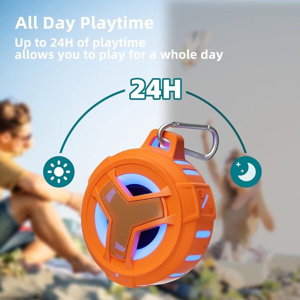 EBODA Altavoz de ducha Bluetooth, altavoces Bluetooth portátiles, altavoz inalámbrico impermeable IP67 con luz LED, flotante, 2000 mAh, estéreo inalámbrico verdadero para kayak, playa, regalos unisex - Imagen 26