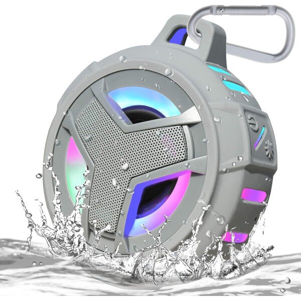EBODA Altavoz de ducha Bluetooth, altavoces Bluetooth portátiles, altavoz inalámbrico impermeable IP67 con luz LED, flotante, 2000 mAh, estéreo inalámbrico verdadero para kayak, playa, regalos unisex - Imagen 27