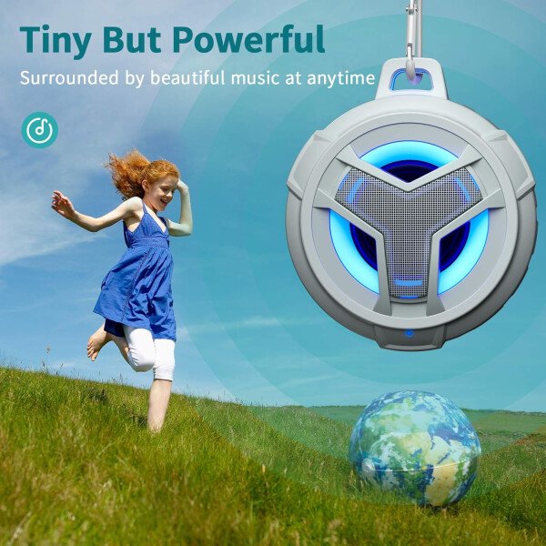 EBODA Altavoz de ducha Bluetooth, altavoces Bluetooth portátiles, altavoz inalámbrico impermeable IP67 con luz LED, flotante, 2000 mAh, estéreo inalámbrico verdadero para kayak, playa, regalos unisex - Imagen 34