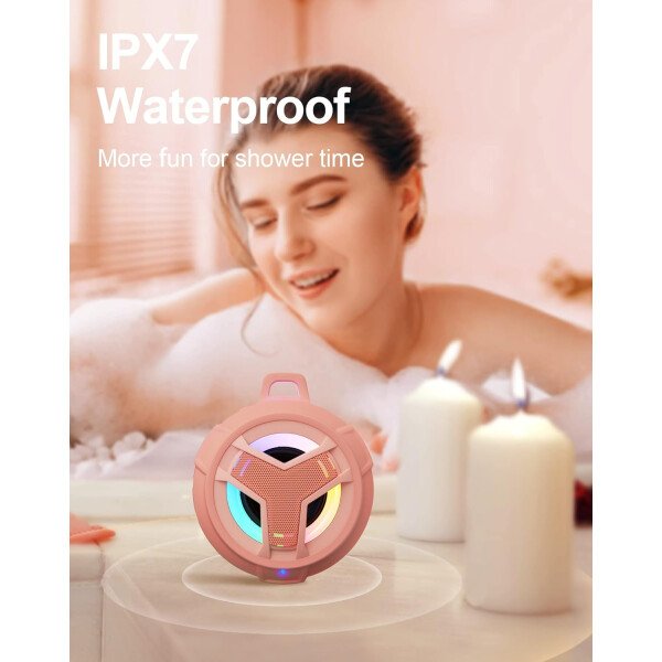 EBODA Altavoz de ducha Bluetooth, altavoces Bluetooth portátiles, altavoz inalámbrico impermeable IP67 con luz LED, flotante, 2000 mAh, estéreo inalámbrico verdadero para kayak, playa, regalos unisex - Imagen 54