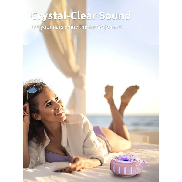 EBODA Altavoz de ducha Bluetooth, altavoces Bluetooth portátiles, altavoz inalámbrico impermeable IP67 con luz LED, flotante, 2000 mAh, estéreo inalámbrico verdadero para kayak, playa, regalos unisex - Imagen 60
