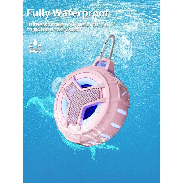 EBODA Altavoz de ducha Bluetooth, altavoces Bluetooth portátiles, altavoz inalámbrico impermeable IP67 con luz LED, flotante, 2000 mAh, estéreo inalámbrico verdadero para kayak, playa, regalos unisex - Imagen 64