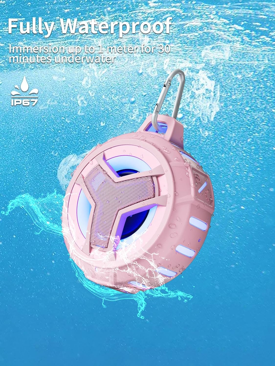 EBODA Altavoz de ducha Bluetooth, altavoces Bluetooth portátiles, altavoz inalámbrico impermeable IP67 con luz LED, flotante, 2000 mAh, estéreo inalámbrico verdadero para kayak, playa, regalos unisex - Imagen 64