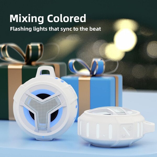 EBODA Altavoz de ducha Bluetooth, altavoces Bluetooth portátiles, altavoz inalámbrico impermeable IP67 con luz LED, flotante, 2000 mAh, estéreo inalámbrico verdadero para kayak, playa, regalos unisex - Imagen 70