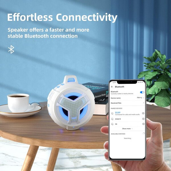 EBODA Altavoz de ducha Bluetooth, altavoces Bluetooth portátiles, altavoz inalámbrico impermeable IP67 con luz LED, flotante, 2000 mAh, estéreo inalámbrico verdadero para kayak, playa, regalos unisex - Imagen 71