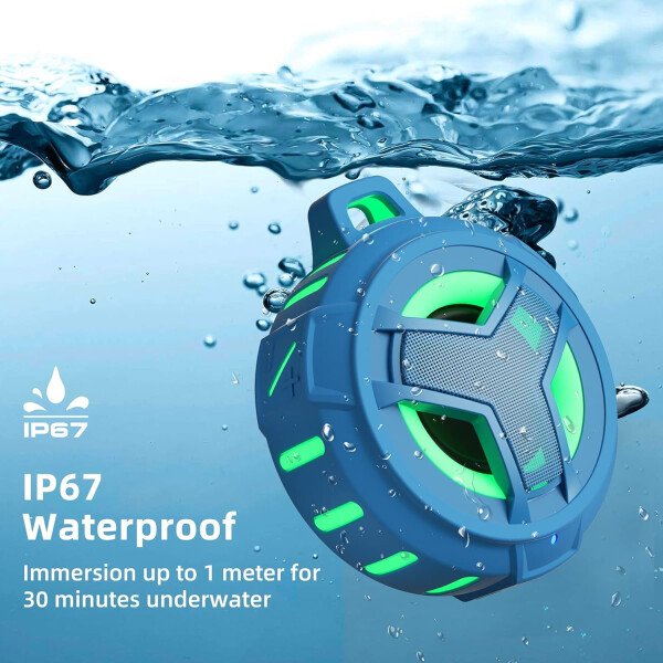 EBODA Altavoz de ducha Bluetooth, altavoces Bluetooth portátiles, altavoz inalámbrico impermeable IP67 con luz LED, flotante, 2000 mAh, estéreo inalámbrico verdadero para kayak, playa, regalos unisex - Imagen 74