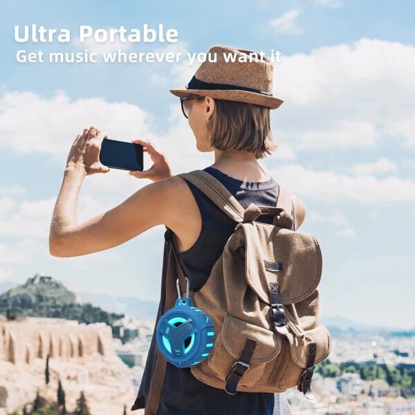 EBODA Altavoz de ducha Bluetooth, altavoces Bluetooth portátiles, altavoz inalámbrico impermeable IP67 con luz LED, flotante, 2000 mAh, estéreo inalámbrico verdadero para kayak, playa, regalos unisex - Imagen 76