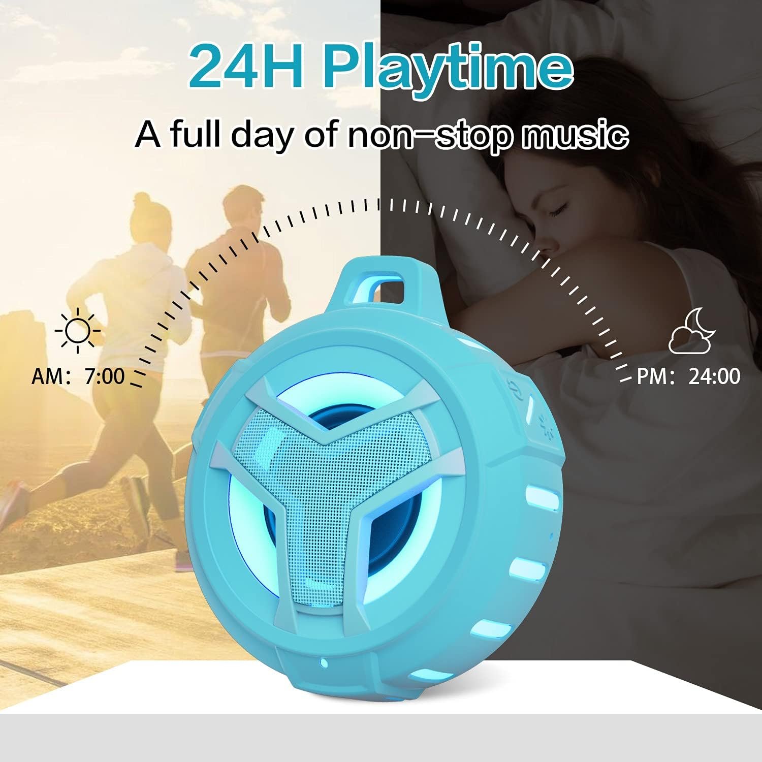 EBODA Altavoz de ducha Bluetooth, altavoces Bluetooth portátiles, altavoz inalámbrico impermeable IP67 con luz LED, flotante, 2000 mAh, estéreo inalámbrico verdadero para kayak, playa, regalos unisex - Imagen 86