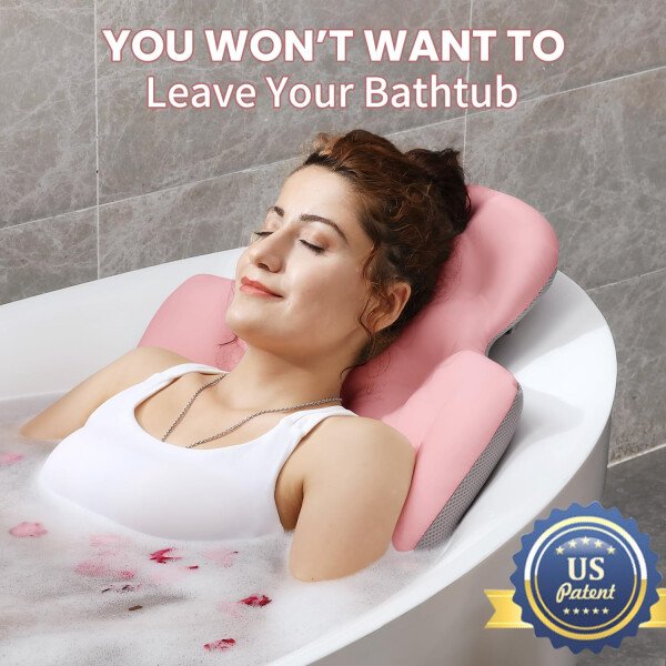 Almohada de baño de cuerpo completo para bañera, cojín grueso para bañera con bolsa de lavandería, almohada de lujo para baño para reposacabezas cuello y espalda, color blanco, 51 x 16 pulgadas - Image 11