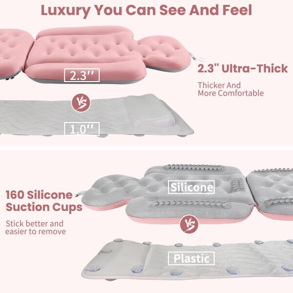 Almohada de baño de cuerpo completo para bañera, cojín grueso para bañera con bolsa de lavandería, almohada de lujo para baño para reposacabezas cuello y espalda, color blanco, 51 x 16 pulgadas - Image 12