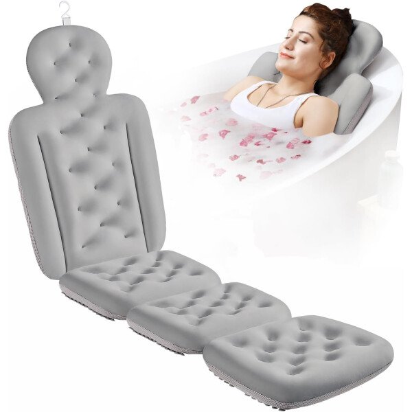 Almohada de baño de cuerpo completo para bañera, cojín grueso para bañera con bolsa de lavandería, almohada de lujo para baño para reposacabezas cuello y espalda, color blanco, 51 x 16 pulgadas - Image 13