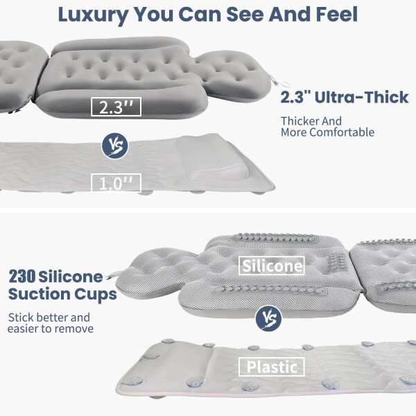 Almohada de baño de cuerpo completo para bañera, cojín grueso para bañera con bolsa de lavandería, almohada de lujo para baño para reposacabezas cuello y espalda, color blanco, 51 x 16 pulgadas - Image 16