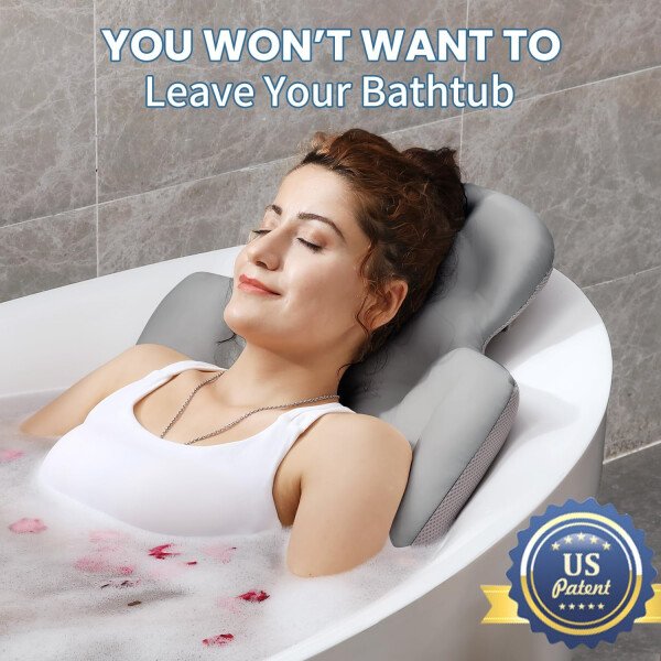 Almohada de baño de cuerpo completo para bañera, cojín grueso para bañera con bolsa de lavandería, almohada de lujo para baño para reposacabezas cuello y espalda, color blanco, 51 x 16 pulgadas - Image 17