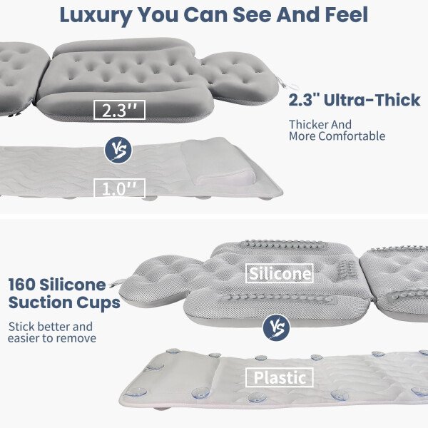 Almohada de baño de cuerpo completo para bañera, cojín grueso para bañera con bolsa de lavandería, almohada de lujo para baño para reposacabezas cuello y espalda, color blanco, 51 x 16 pulgadas - Image 25