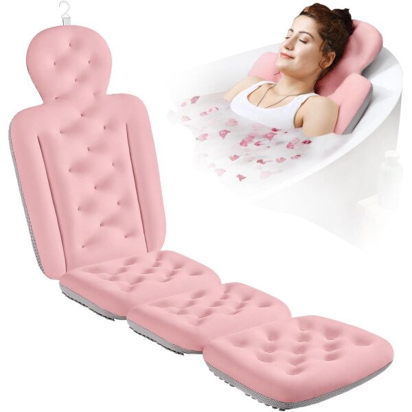 Almohada de baño de cuerpo completo para bañera, cojín grueso para bañera con bolsa de lavandería, almohada de lujo para baño para reposacabezas cuello y espalda, color blanco, 51 x 16 pulgadas - Image 33