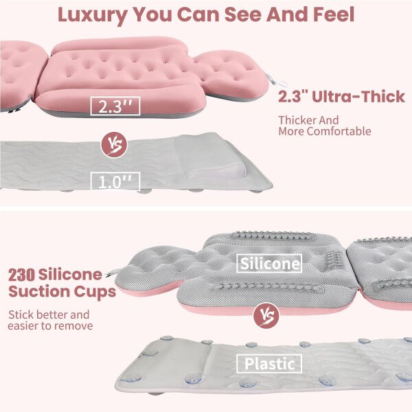 Almohada de baño de cuerpo completo para bañera, cojín grueso para bañera con bolsa de lavandería, almohada de lujo para baño para reposacabezas cuello y espalda, color blanco, 51 x 16 pulgadas - Image 35