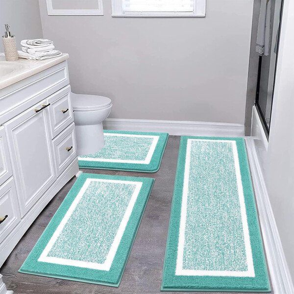 Pauwer Juego de 3 tapetes de baño de microfibra, peludos, antideslizantes, ultra suaves, absorbentes con forma de U para baño, bañera, ducha, color gris oscuro - Imagen 23