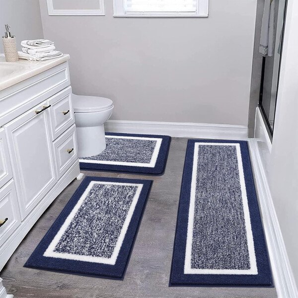 Pauwer Juego de 3 tapetes de baño de microfibra, peludos, antideslizantes, ultra suaves, absorbentes con forma de U para baño, bañera, ducha, color gris oscuro - Imagen 41
