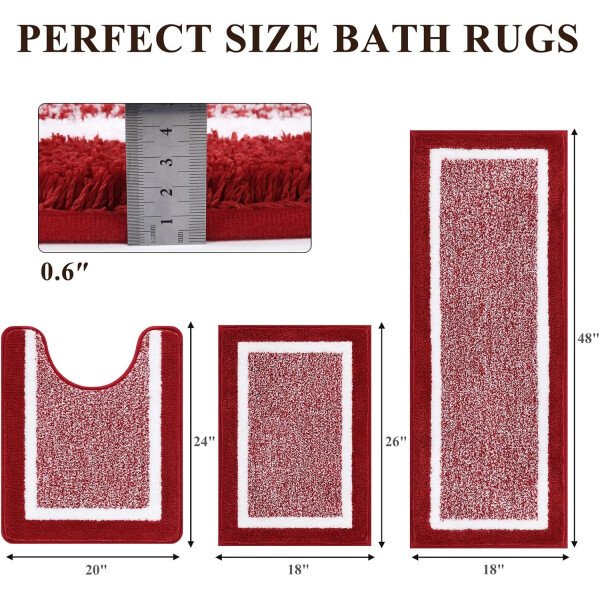 Pauwer Juego de 3 tapetes de baño de microfibra, peludos, antideslizantes, ultra suaves, absorbentes con forma de U para baño, bañera, ducha, color gris oscuro - Imagen 56