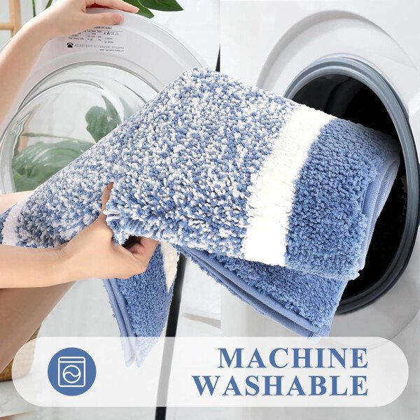 Pauwer Juego de 3 tapetes de baño de microfibra, peludos, antideslizantes, ultra suaves, absorbentes con forma de U para baño, bañera, ducha, color gris oscuro - Imagen 67