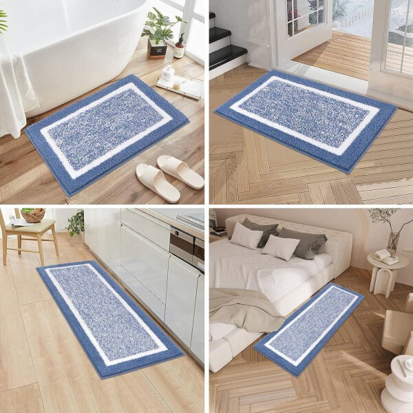 Pauwer Juego de 3 tapetes de baño de microfibra, peludos, antideslizantes, ultra suaves, absorbentes con forma de U para baño, bañera, ducha, color gris oscuro - Imagen 68