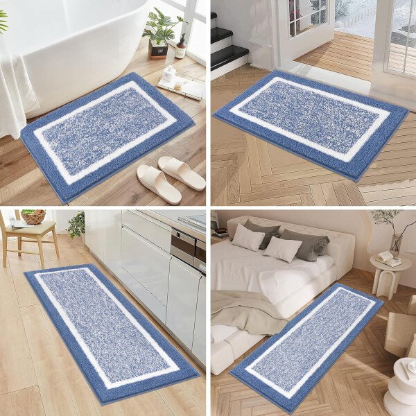 Pauwer Juego de 3 tapetes de baño de microfibra, peludos, antideslizantes, ultra suaves, absorbentes con forma de U para baño, bañera, ducha, color gris oscuro - Imagen 71