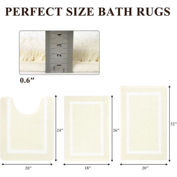 Pauwer Juego de 3 tapetes de baño de microfibra, peludos, antideslizantes, ultra suaves, absorbentes con forma de U para baño, bañera, ducha, color gris oscuro - Imagen 131