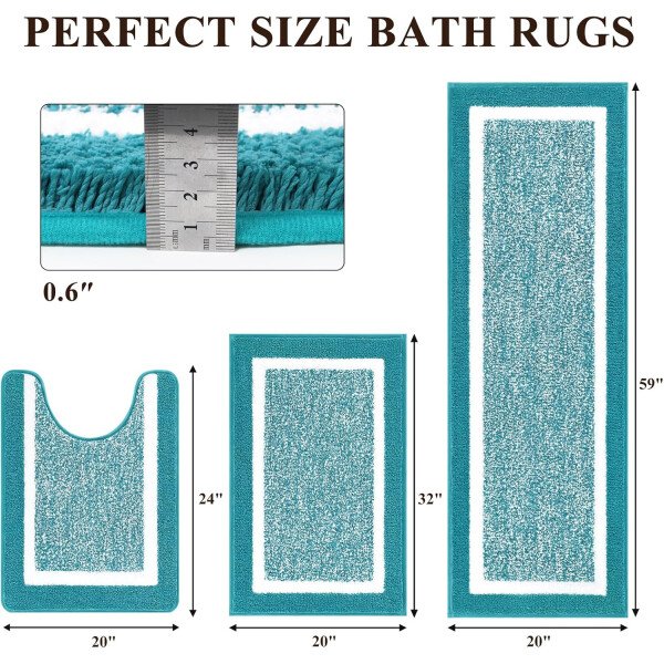 Pauwer Juego de 3 tapetes de baño de microfibra, peludos, antideslizantes, ultra suaves, absorbentes con forma de U para baño, bañera, ducha, color gris oscuro - Imagen 158
