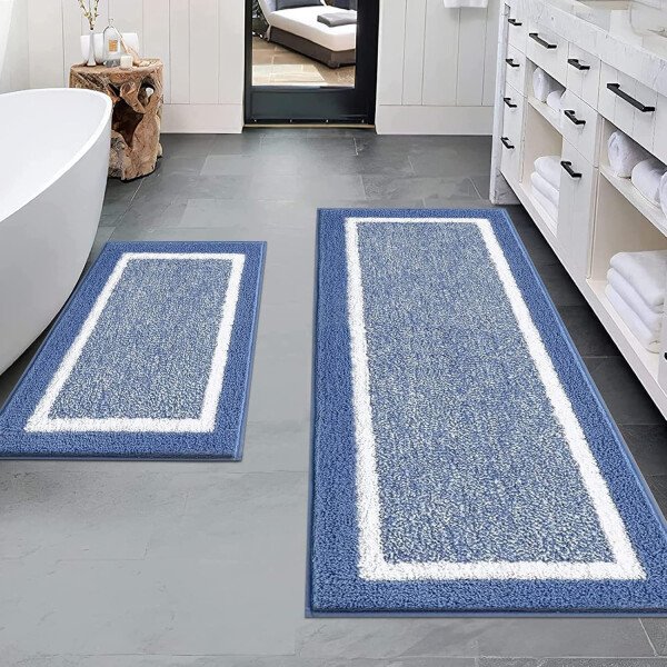 Pauwer Juego de 3 tapetes de baño de microfibra, peludos, antideslizantes, ultra suaves, absorbentes con forma de U para baño, bañera, ducha, color gris oscuro - Imagen 160