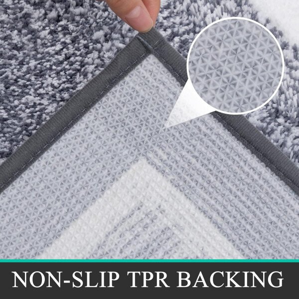 Pauwer Juego de 3 tapetes de baño de microfibra, peludos, antideslizantes, ultra suaves, absorbentes con forma de U para baño, bañera, ducha, color gris oscuro - Imagen 174