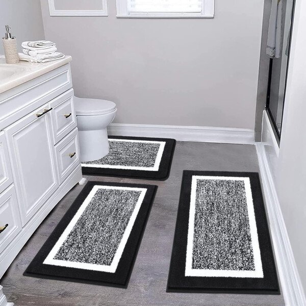 Pauwer Juego de 3 tapetes de baño de microfibra, peludos, antideslizantes, ultra suaves, absorbentes con forma de U para baño, bañera, ducha, color gris oscuro - Imagen 177