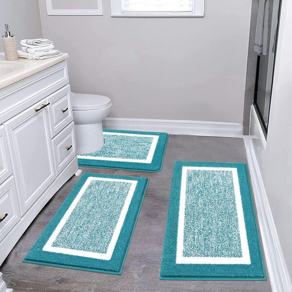 Pauwer Juego de 3 tapetes de baño de microfibra, peludos, antideslizantes, ultra suaves, absorbentes con forma de U para baño, bañera, ducha, color gris oscuro - Imagen 180