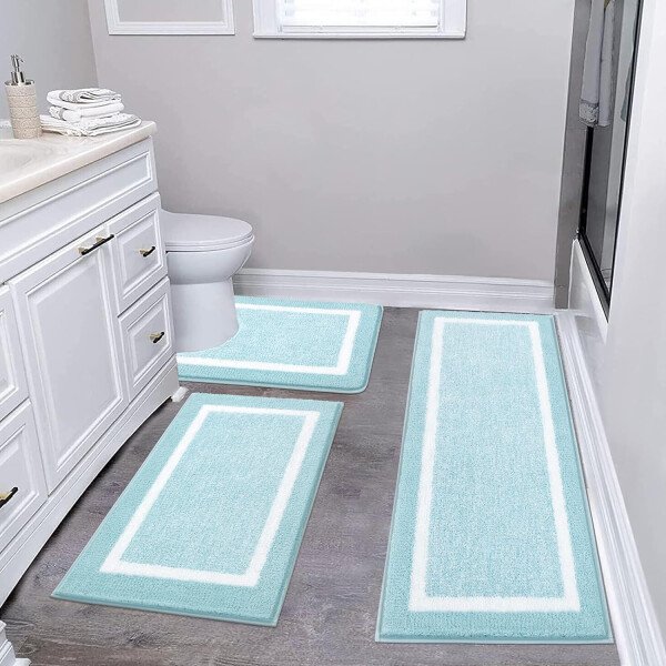 Pauwer Juego de 3 tapetes de baño de microfibra, peludos, antideslizantes, ultra suaves, absorbentes con forma de U para baño, bañera, ducha, color gris oscuro - Imagen 182