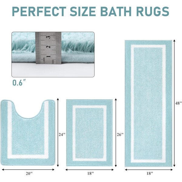 Pauwer Juego de 3 tapetes de baño de microfibra, peludos, antideslizantes, ultra suaves, absorbentes con forma de U para baño, bañera, ducha, color gris oscuro - Imagen 183