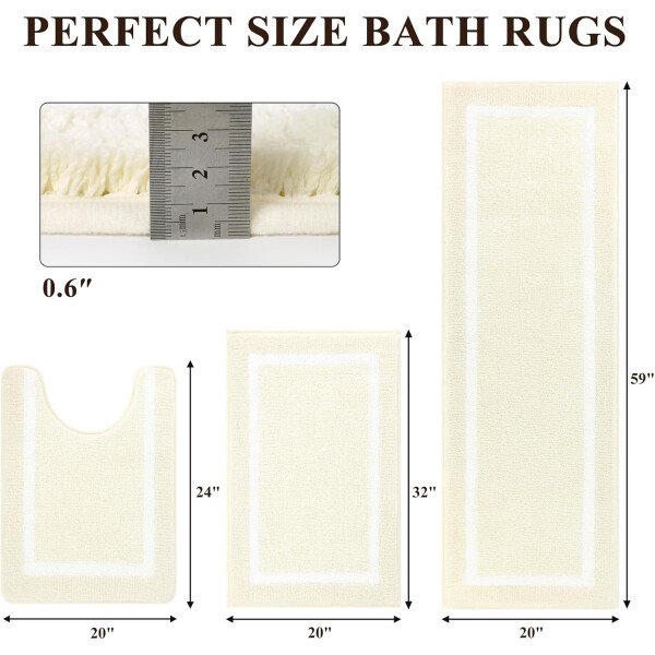 Pauwer Juego de 3 tapetes de baño de microfibra, peludos, antideslizantes, ultra suaves, absorbentes con forma de U para baño, bañera, ducha, color gris oscuro - Imagen 186