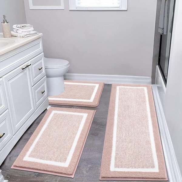 Pauwer Juego de 3 tapetes de baño de microfibra, peludos, antideslizantes, ultra suaves, absorbentes con forma de U para baño, bañera, ducha, color gris oscuro - Imagen 200