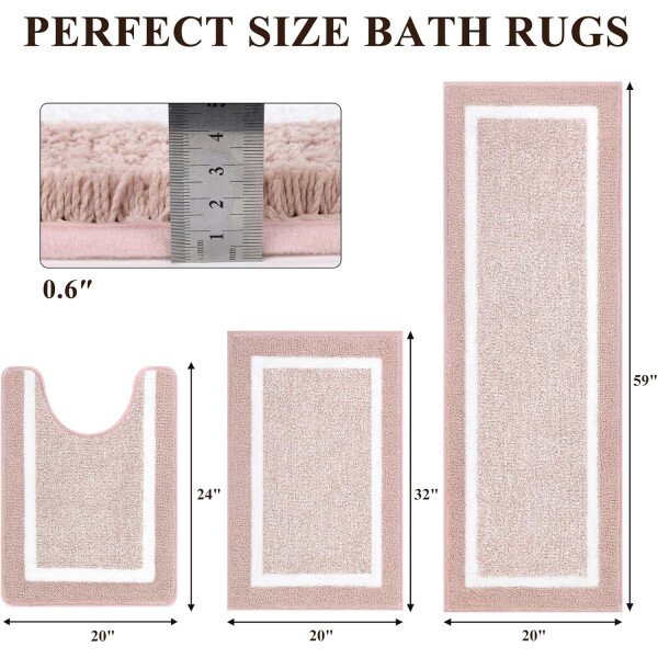 Pauwer Juego de 3 tapetes de baño de microfibra, peludos, antideslizantes, ultra suaves, absorbentes con forma de U para baño, bañera, ducha, color gris oscuro - Imagen 201