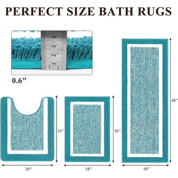 Pauwer Juego de 3 tapetes de baño de microfibra, peludos, antideslizantes, ultra suaves, absorbentes con forma de U para baño, bañera, ducha, color gris oscuro - Imagen 213
