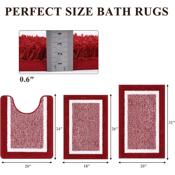 Pauwer Juego de 3 tapetes de baño de microfibra, peludos, antideslizantes, ultra suaves, absorbentes con forma de U para baño, bañera, ducha, color gris oscuro - Imagen 216