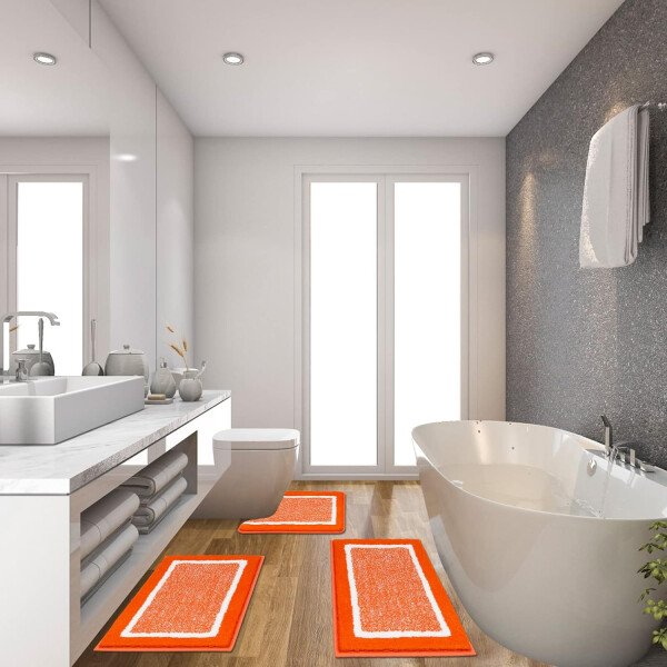 Pauwer Juego de 3 tapetes de baño de microfibra, peludos, antideslizantes, ultra suaves, absorbentes con forma de U para baño, bañera, ducha, color gris oscuro - Imagen 219