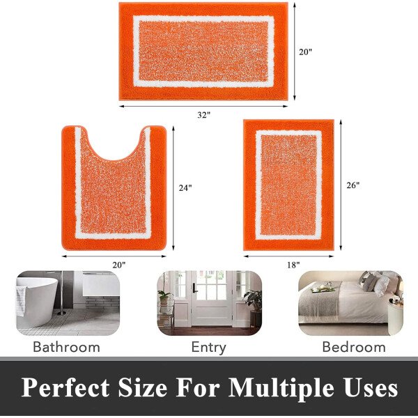 Pauwer Juego de 3 tapetes de baño de microfibra, peludos, antideslizantes, ultra suaves, absorbentes con forma de U para baño, bañera, ducha, color gris oscuro - Imagen 220