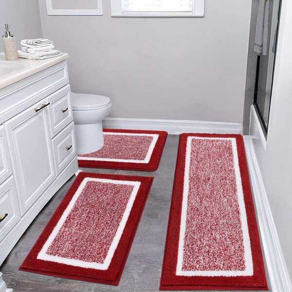 Pauwer Juego de 3 tapetes de baño de microfibra, peludos, antideslizantes, ultra suaves, absorbentes con forma de U para baño, bañera, ducha, color gris oscuro - Imagen 253