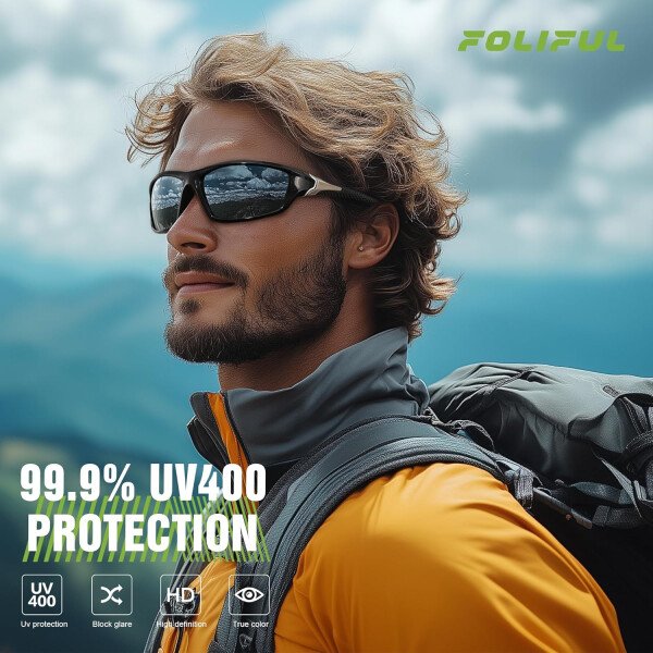 Paquete de 3 lentes de sol polarizados deportivos para hombres, envolventes y protección UV400 contra rayos ultravioleta, para ciclismo, pesca y conducción - Imagen 4