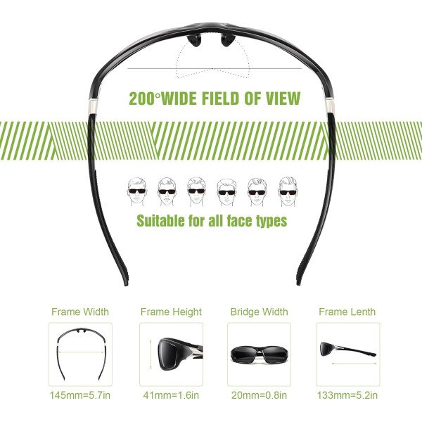 Paquete de 3 lentes de sol polarizados deportivos para hombres, envolventes y protección UV400 contra rayos ultravioleta, para ciclismo, pesca y conducción - Imagen 7