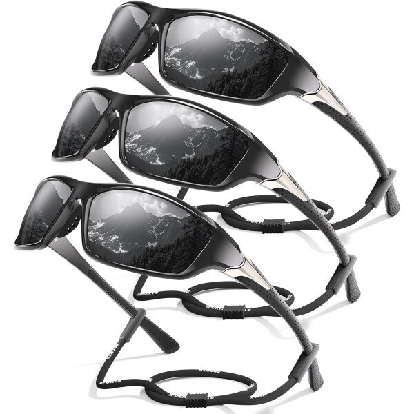 Paquete de 3 lentes de sol polarizados deportivos para hombres, envolventes y protección UV400 contra rayos ultravioleta, para ciclismo, pesca y conducción - Imagen 10