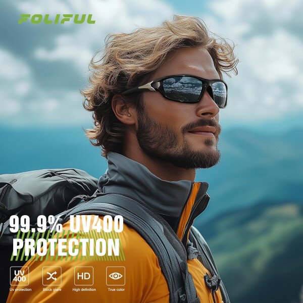Paquete de 3 lentes de sol polarizados deportivos para hombres, envolventes y protección UV400 contra rayos ultravioleta, para ciclismo, pesca y conducción - Imagen 13