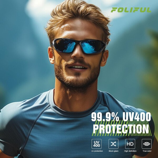 Paquete de 3 lentes de sol polarizados deportivos para hombres, envolventes y protección UV400 contra rayos ultravioleta, para ciclismo, pesca y conducción - Imagen 14