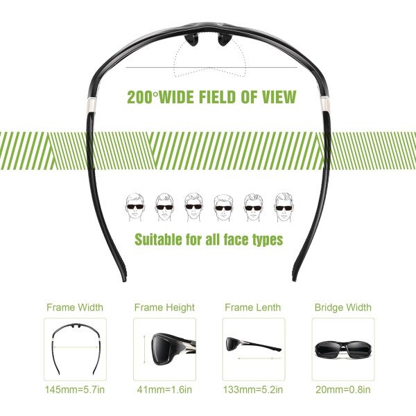 Paquete de 3 lentes de sol polarizados deportivos para hombres, envolventes y protección UV400 contra rayos ultravioleta, para ciclismo, pesca y conducción - Imagen 16