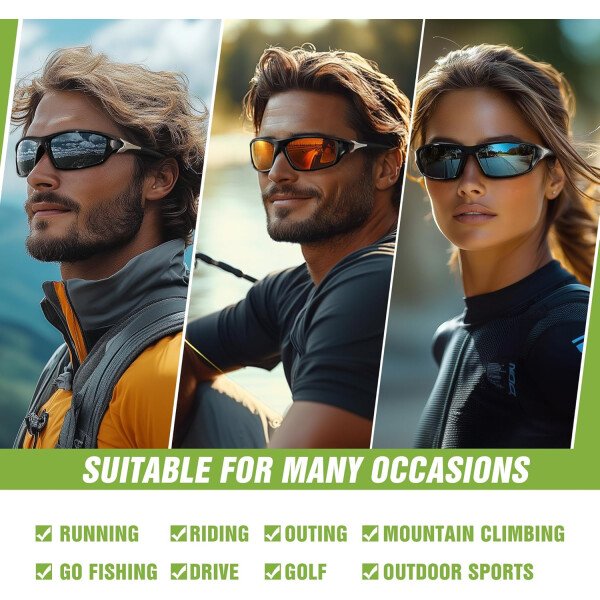 Paquete de 3 lentes de sol polarizados deportivos para hombres, envolventes y protección UV400 contra rayos ultravioleta, para ciclismo, pesca y conducción - Imagen 45