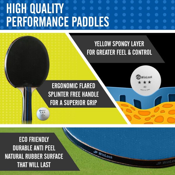JP WinLook Juegos de palas de ping pong, juego de paletas de tenis de mesa portátil con palas de ping pong, estuche profesional y pelotas de ping pong. Juego de raqueta de tenis de mesa premium para - Imagen 4